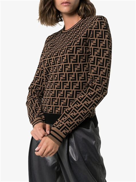 brown long sleeve fendi|fendi tops.